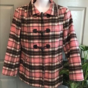 Plaid wool pea coat